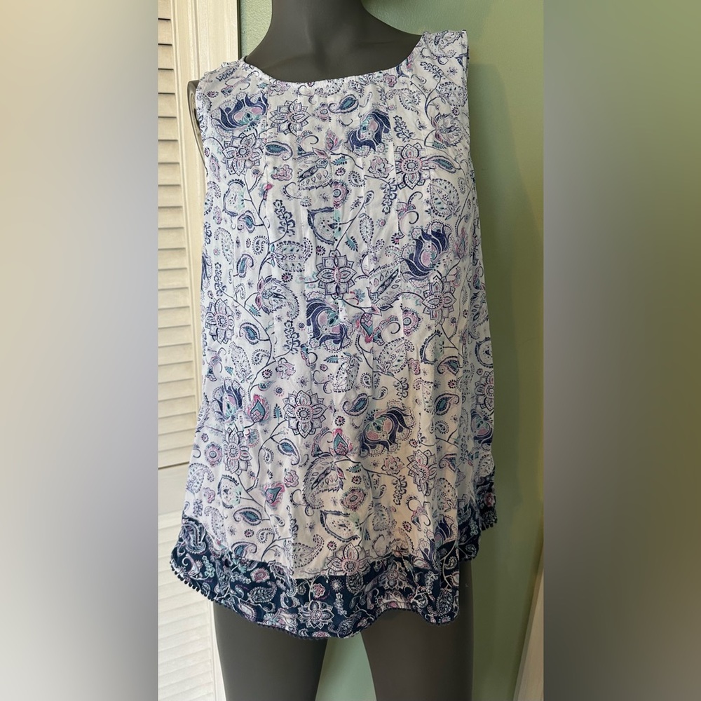 J. Jill Women's Floral Sleeveless Boho Blouse Size M
